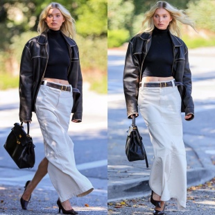 裙包臀长裙 直筒工装 Elsahosk同款 浅卡其后开衩牛仔裙半身裙女春季