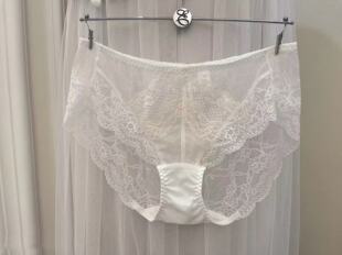 舒适无痕女平角裤 速发EBLIN白色时尚 精美刺绣全蕾丝透气性感修身