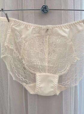 速发韩国EBLIN香槟白清新时尚透气软蕾丝性感精致舒适女士平角裤