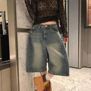 金靖同款FORMAL韩国正品牛仔裤水洗宽松阔腿裤显瘦牛仔中裤半身裤