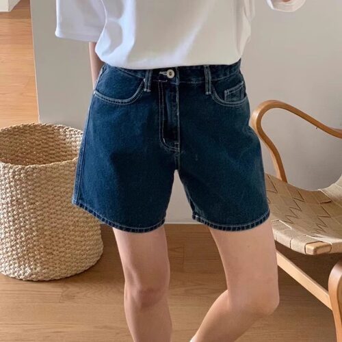 韩国货正品2025夏款SELECT高腰显瘦A字牛仔短裤简约百搭直筒裤214