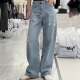 韩国东大门26春PAI正品 1223 宽松磨破牛仔长裤 代购 高腰显瘦直筒裤