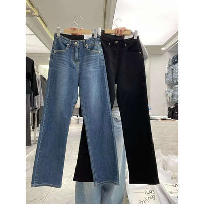 韩国东大门26春PAI正品高腰松紧显瘦窄版直筒裤弹力牛仔长裤2104