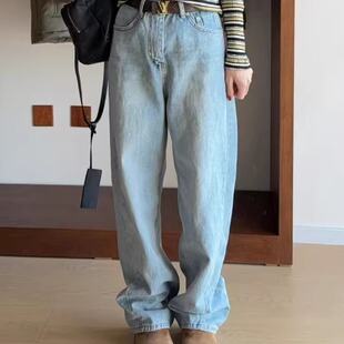 韩国东大门26春PAI正品松紧高腰显瘦直筒裤窄版长款牛仔裤女1228