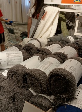 IKEA宜家EVALI耶瓦利 休闲毯白深灰色 130*170cm保暖盖毯通用午休