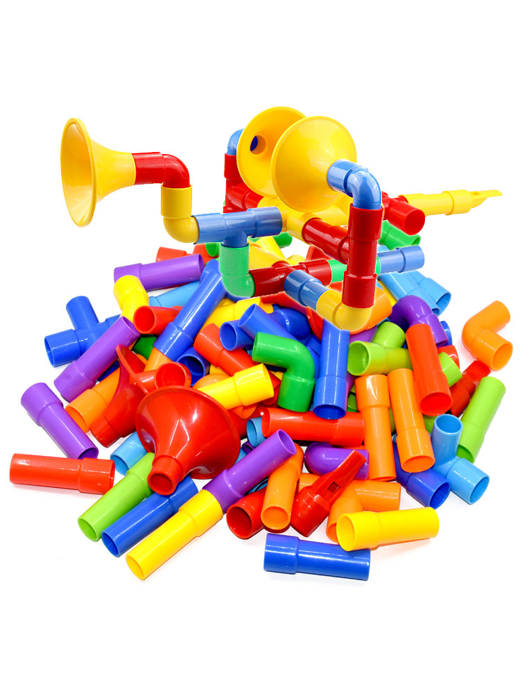 儿童吹喇叭管道积木塑料拼插拼装幼儿园宝宝益智百变创意玩具论斤