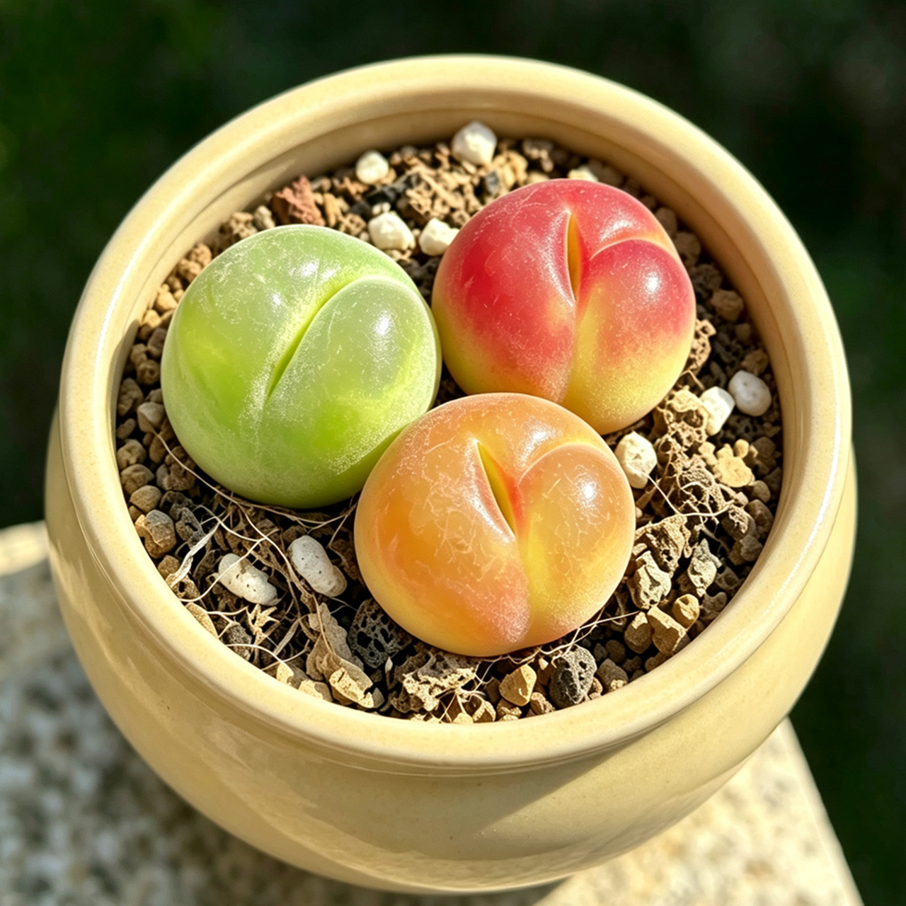 毛汉尼 生石花肉锥类彩红色多肉植物 帝玉红大内多头群生带盆栽好