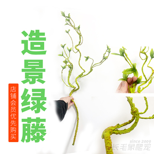 爬宠藤蔓造景树蛙睫角守宫蜥蜴攀爬架仿真绿色藤条饲养箱造景藤蔓