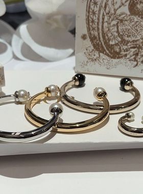 中古黑白珠星星开口手镯戒指简约大方时尚高级感叠戴配饰手环指环