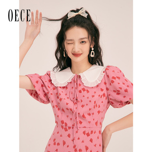 Oece甜美碎花连衣裙夏季新款女装设计感小众法式裙子少女裙