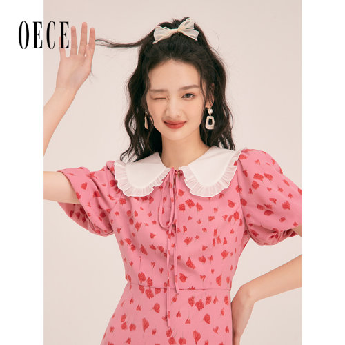 Oece甜美碎花连衣裙2022夏季新款