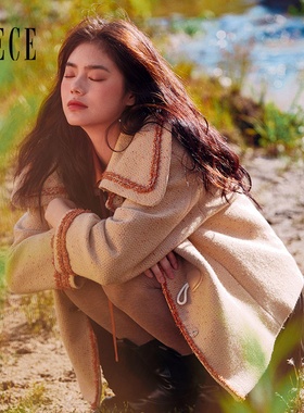 Oece复古减龄毛呢外套秋冬新款女装牛角扣毛呢子大衣短款