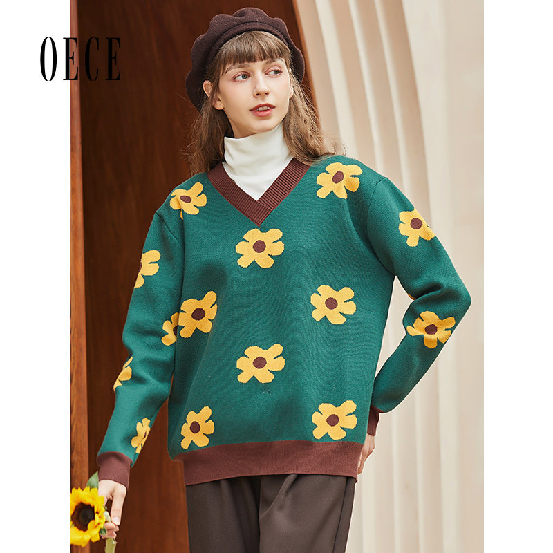 oece2020太阳花复古风长袖毛衣