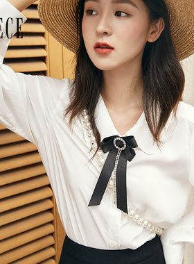 Oece气质通勤衬衫秋冬新款女复古学院长袖设计感小众优雅上衣衬衣