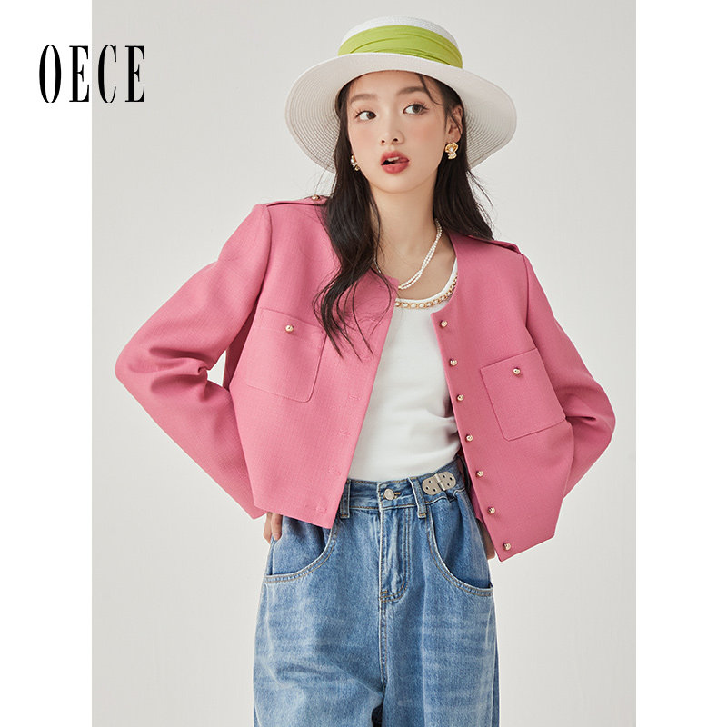 Oece气质短款小外套秋季新款女装高级感女士小西装春秋