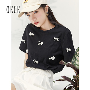 蝴蝶结减龄圆领T恤衫 Oece甜美短袖 女装 新款 ins上衣 T恤夏装