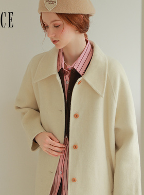 Oece双面呢大衣女春秋季新款气质简约长短款呢外套