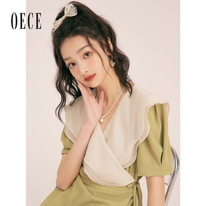 Oece法式气质连衣裙高级感春夏新款女装设计感小众荷叶边裙子