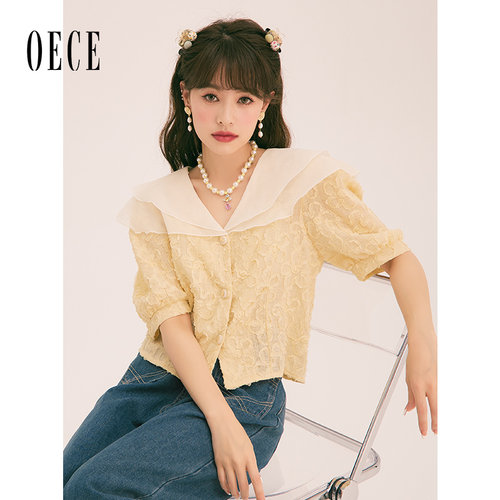 Oece法式蝴蝶结上衣短袖