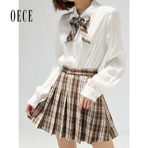 oece格纹秋季新款法式小众半身裙
