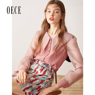 新款 上衣雪纺衫 女装 设计感小众女士春季 复古港味衬衫 Oece春装