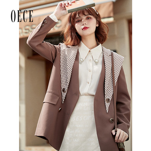 个性 女装 假领气质复古设计感西服 外套春秋新款 Oece英伦西装