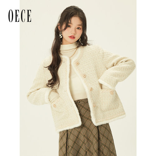 Oece复古小香风毛呢外套小个子