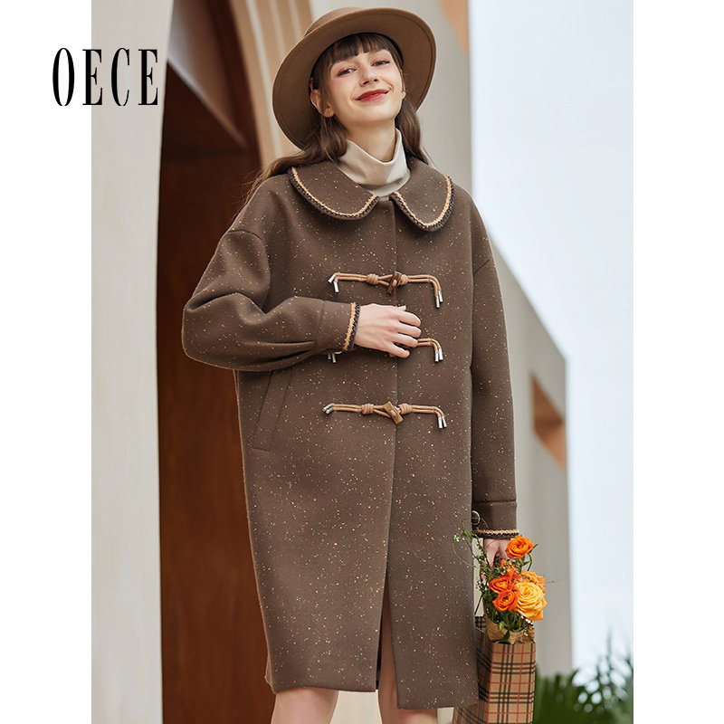 Oece毛呢外套冬装新款女装复古