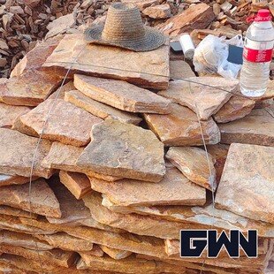 碎拼石板 散石毛石块 紫金黄木纹板岩片石 GWN冈瓦纳不规则乱石片
