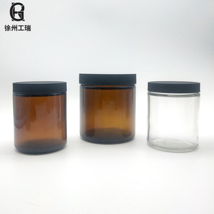 避光土壤瓶茶色广口瓶透明大口直筒采样瓶咖啡豆咖啡分包四氟垫片