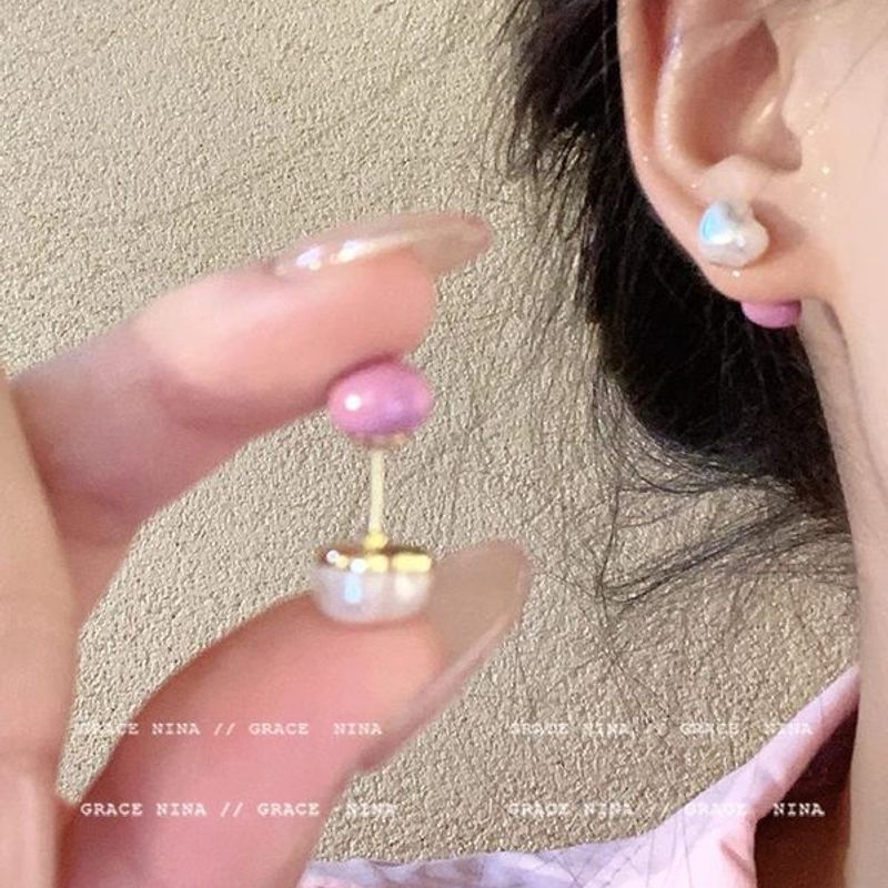 珍珠甜美爆款气质925双面新款耳环银针女2025独特耳钉耳饰爱心