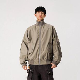 宽松新款潮牌痞帅2025廓形春装男潮款美式男士飞行员夹克春秋外套