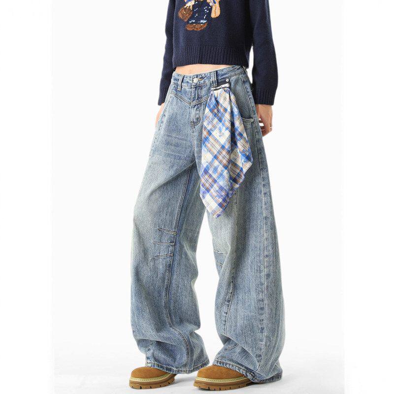 潮牌冬长裤子男女牛仔裤微喇裤