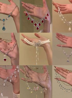 时尚链平安花纹镶钻高级感水滴