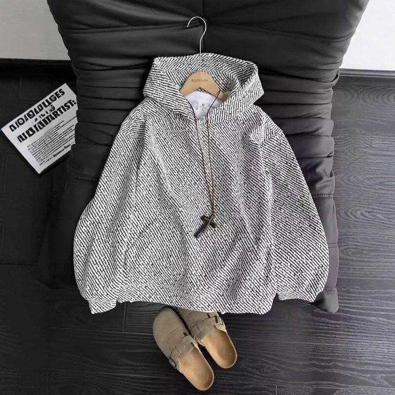 帽衫连帽加绒外套重磅le条纹卫衣斜雪尼尔男秋冬季硬挺美式anfitc