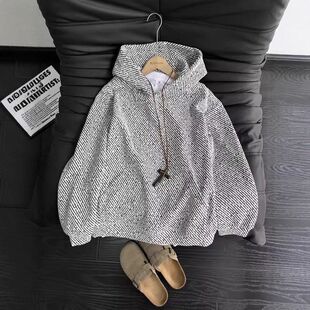 帽衫连帽加绒外套重磅le条纹卫衣斜雪尼尔男秋冬季硬挺美式anfitc