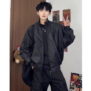 pu男复古2025外套高级感皮衣防水飞行员夹克新款 百搭春秋宽松 美式