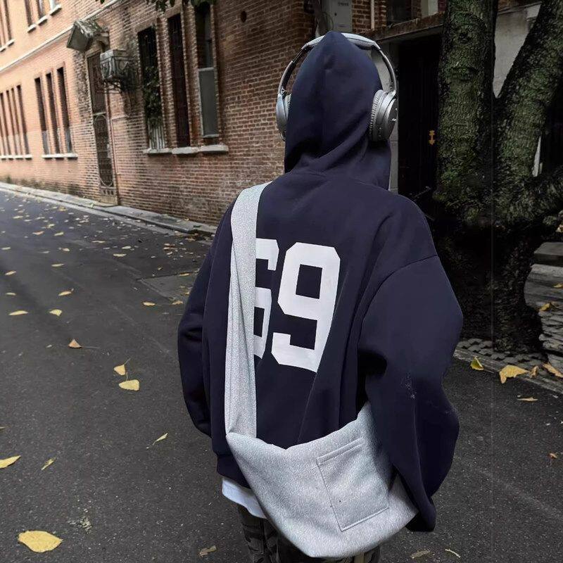 连帽美式450g刺绣外套字母男款开衫宽松复古重磅卫衣百搭休闲上衣