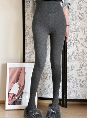 袜say 陈太同款不掉裆修身塑形连裤袜灰色打底裤薄绒保暖光腿神器