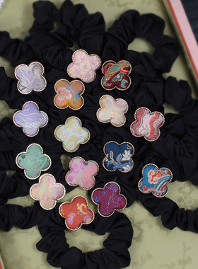 2025非遗名家宋锦发饰新中式发圈四叶草国风古典头绳新款女饰品