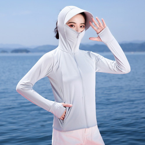 夏季女冰丝透气防晒连帽短外套