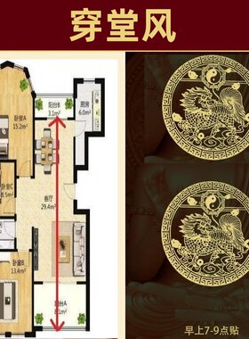 化解决房子穿堂化过堂风摆件葫芦马路冲家隔断贴件门贴纸