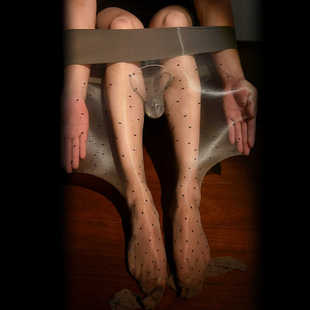 360极光点点油亮反光无缝连裤袜0d超薄jj套透明夏季防勾黑丝袜男