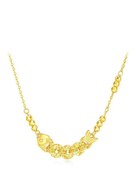 越南沙金来财锦鲤吊坠项链女仿真金镀金淬冰冰锦鲤套链女金色项链