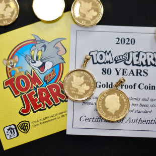 and JERRY纪念金币吊坠项链女 20猫和老鼠TOM 2020日本24K纯黄金1