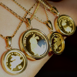 2023年英国纪念纯足黄金限量兔子生肖金币吊坠女友情人节生日礼物