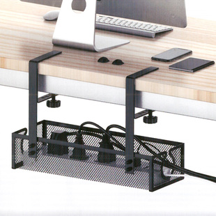 调节钩插排免打孔桌下插座支架路由器wifi放置架理线器排插收纳盒