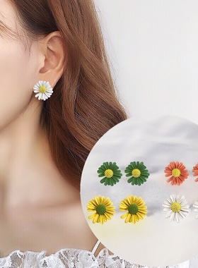 925银针雏菊耳钉女日韩简约时尚