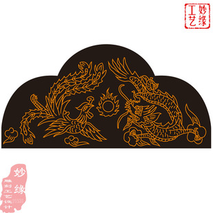 龙凤戏珠碑头寿桃墓碑铣底图精雕图石材雕刻图文泰图21531线雕图
