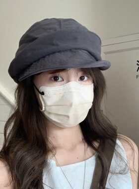 GREENHOUSES山本风复古文艺褶皱贝雷帽女夏轻薄透气堆堆帽报童帽